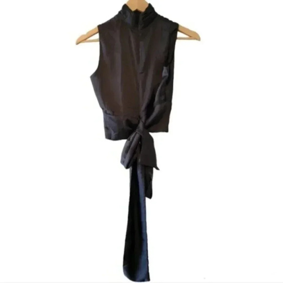 Lamarque Opal Cropped Wrapped High Neck Sleeveless Blouse Black Size Small. - Picture 9 of 10